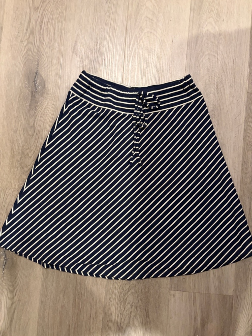 INC International Concepts Navy & White Diagonal Stripe A-Line Skirt